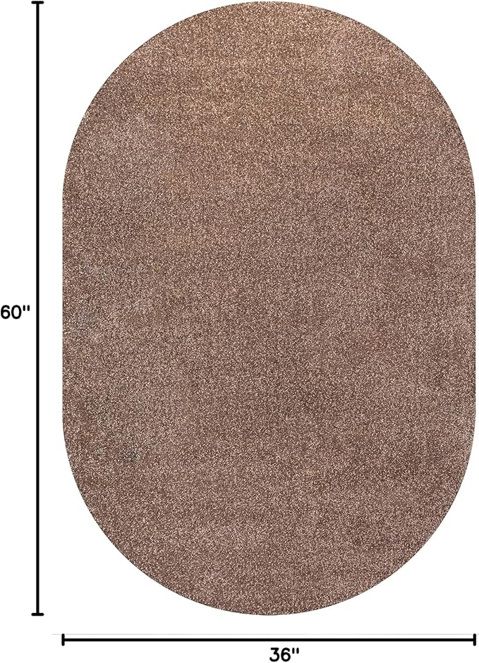 JONATHAN Y Haze Solid Low-Pile Brown 3x5 Oval Indoor Area Rug, Coastal,Bohemian,Minimalist,Classic, Easy-Cleaning for Living Room,Bedroom,Kitchen,Pet Friendly,Non-Shedding (SEU100J-3OV)