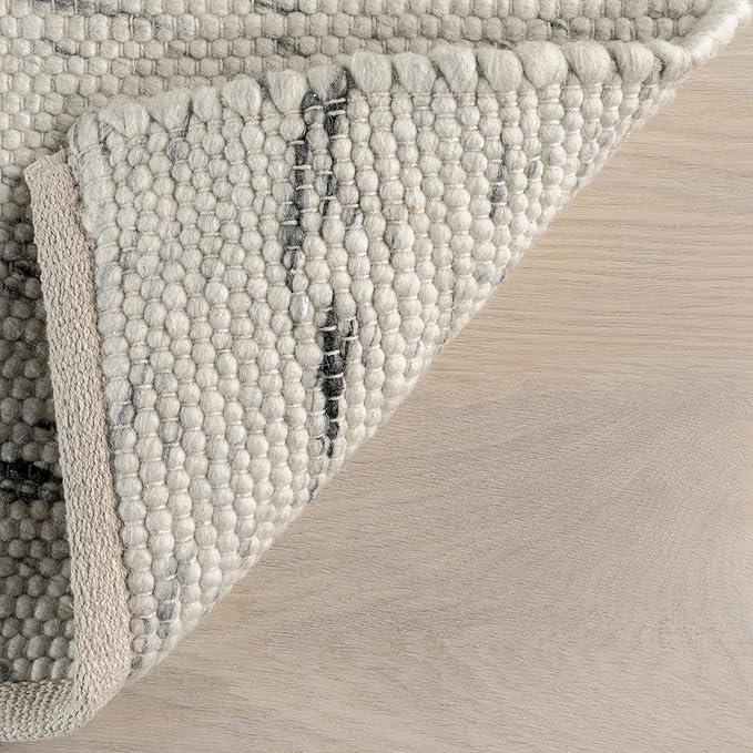 Rugs USA Santa Ynez Ivory/Grey, 7'6" x 9'6", Handmade, Marled, Wool & Cotton, Soft and Cozy, High Traffic, Stain Resistant, Easy Clean, Durable Area Rug for Bedroom, Living Room, Dining, Den, Foyer