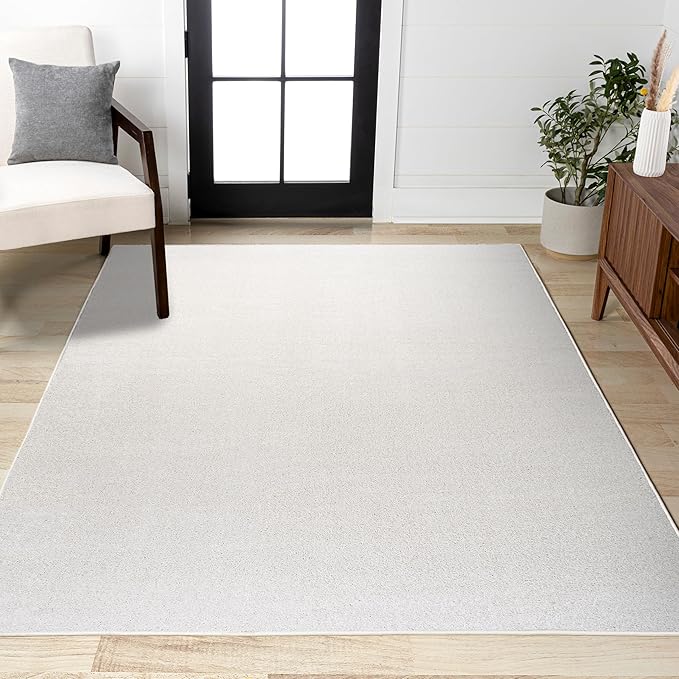 JONATHAN Y Haze Solid Low-Pile Cream Indoor Area Rug 6x9, Coastal,Bohemian,Minimalist,Classic, Easy-Cleaning for Living Room,Bedroom,Kitchen,Pet Friendly,Non-Shedding (SEU100T-6)