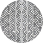 Rugs.com Lattice Trellis Collection Rug – 8 Ft Round Gray Low-Pile Rug Perfect for Kitchens, Dining Rooms