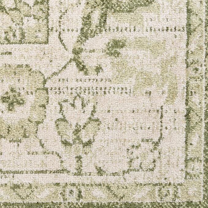Nourison Home Astra Machine Washable Ivory Green 6'7" x 9' Area Rug - Easy Clean, Non Shedding, Bed Room, Living Room, Dining Room, Kitchen (7' x 9')