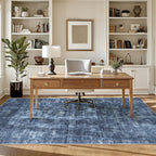 WITSHOCK 6x9 Area Rugs for Living Room: Machine Washable Non Slip Modern Abstract Carpet - Low Pile Print Rug for Bedroom Dining Room - Stain Resistant for Household - Pet Owners (Blue White)