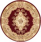 Rugs.com Chateau Collection Rug - 4 Ft Round Red Medium Pile Rug