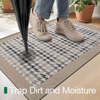 LUMI Inside Door Mat for Entry 24''x36'', Absorbent, Dirt Trapper, Low Profile Thin, Non Slip Mats with Rubber Backing, Ideal for Indoor, High Traffic, Garage, Entrance, Birdy Beige