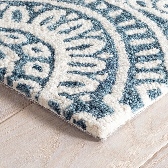Dash and Albert Temple Wool Area Rug - 8.5 X 11.5 Ink Geometric Hand Micro Hooked Accent Rug - Durable, High Traffic Areas Hallway, Living Room, Stairs - Premium Luxury Hotel Quality Soft Breathable