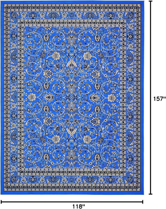 Unique Loom Sialk Hill Collection Area Rug - Washington (9' 10" x 13' 1" Rectangle Dark Blue/Black)