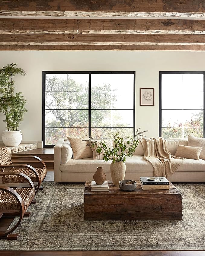Loloi Magnolia Home by Joanna Gaines Sinclair Collection SIN-01 Pebble/Taupe 2'-3" x 7'-6", .25" Pile Height, Machine Washable, Runner Rug
