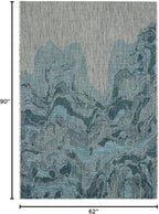 FH Home Outdoor Rug - Waterproof Easy to Clean Stain Resistant - Patio Indoor Outdoor Porch Deck Balcony Entryway - Modern Abstract - Freeport - Blue - 5ft 2in x 7ft 6in