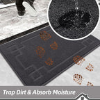 BEQHAUSE Door Mat 24" x 60", Non-Slip Door Mats Indoor Entryway Rugs Washable Low-Profile Absorbent and Stain Resist Floor Mats, Dog Door Mat for Front Back Door, Muddy Wet Shoes & Paws, Dark Grey