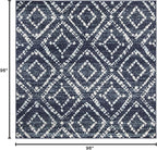 SAFAVIEH Adirondack Collection Area Rug - 8' Square, Navy & Ivory, Modern Diamond Distressed Design, Non-Shedding & Easy Care, Ideal for High Traffic Areas in Living Room, Bedroom (ADR131N)