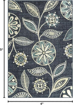 Maples Rugs Reggie Floral Area Rug - Made in USA - Washable, Non Slip, Pet-Friendly Mats for Living Room, Bedroom, and Office, 3'4 x 5, Persian Blue
