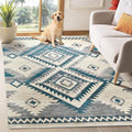 YHSF South West Native American Rug Ritz – Native Tribal American Indian Inspired Rug - Living Room, Bedroom, Hallway, Entryway & High-Traffic Area Rugs - Washable - Soft - Aqua, 5 Feet x 7 Feet