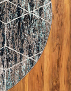 Unique Loom Trellis Frieze Collection Area Rug - Geometric (4' Round, Blue Multi/ Ivory)