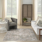 Nourison Home Astra Machine Washable Gold Grey 5'3" x 7' Area Rug - Easy Clean, Non Shedding, Bed Room, Living Room, Dining Room, Kitchen (5' x 7')