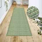 Braided Bathroom Runner Rug,Super Absorbent 24"x48" Non Slip Bath Mats for Bathroom,Boho Runner Rugs for Hallyways,Kitchen,Bedroom,Washable Soft Shower Sink Mat,Sage Green
