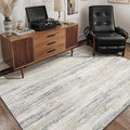 MUJOO Washable Rug 4x6.5,Modern Abstract Area Rugs for Bedroom Living Room Office Playroom,Small Non Slip Throw Carpet Indoor,Low Pile Accent Neutral Beige and Grey