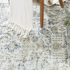 jinchan Kalen Area Rug 2x3 Washable Entryway Rug Door Mat Vintage Indoor Entrance Thin Retro Distressed Floral Print Country Boho Carpet Non Slip Doormat for Bathroom Kitchen Bedroom Blue Multi