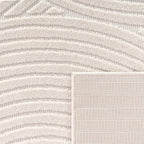 Paco Home Modern Area Rug with Raised Curved Line Pattern – Minimalist Design in Cream, Size: 4' Round