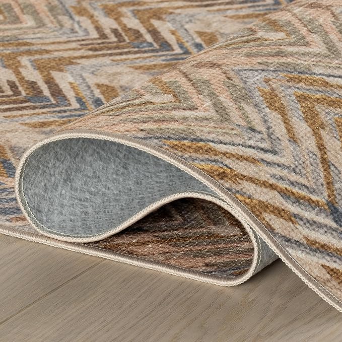 Dash & Albert Seneca Natural Machine Washable Rug, 3 X 5 Feet, Tan Geometric Pattern