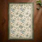 jinchan Elora 2x3 Floral Rug for Entryway Washable Kitchen Rug Vintage Romance Design Small Mat Non Slip Indoor Doormat Lightweight Low-Profile Throw Carpet for Entrance Laundry Room, Green/Beige