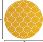 Rugs.com Lattice Frieze Collection Rug – 7' Round Yellow Medium Rug Perfect for Kitchens, Dining Rooms