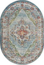 Unique Loom Isabella Collection Area Rug - Rossellini (4' 1" x 6' 1" Oval, Blue/ Beige)