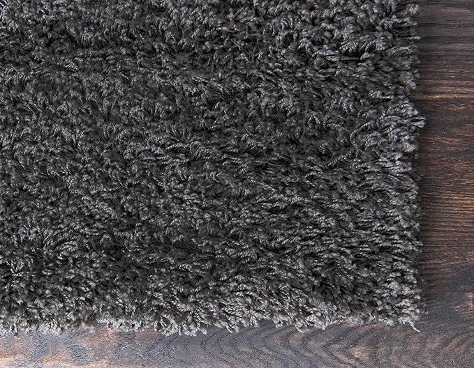 Unique Loom Solid Shag Collection Area Rug (8' x 11' Rectangle, Graphite Gray)