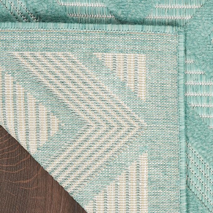 Nourison Home Versatile Aqua Teal 6' x 9' Area Rug - Easy Clean, Non Shedding, Bed Room, Living Room, Dining Room, Kitchen (6' x 9')