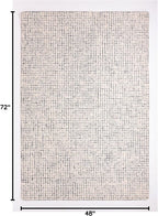 Hand-Tufted 100% Wool Pile Area Rug – Geometric Textured Grid Check Pattern – Thick and Durable Floor Carpet for Bedroom, Living Room, Kids Room, and Dining Area (Ivory, Denim, 4' x 6')