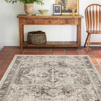 RUGGABLE Washable Vintage Area Rug – Kamran Hazel 5x7, Stain-Resistant, Non-Slip – Medium Machine Washable Rugs for Living Room, Bedroom, Hallway, Entryway & Office–with Cushioned Pad