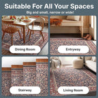 Well Woven Asha Rome Navy Blue Red 6' x 9' Area Rug - Oriental Floral Pattern, Easy Clean, Floor-Friendly Backing - for Living Room, Bedroom, and Dining Room