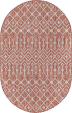Unique Loom Outdoor Trellis Collection Area Rug - Tribal Trellis (3' 3" x 5' 3" Oval, Rust Red/ Ivory)