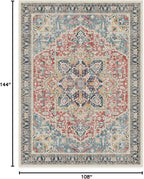 RUGGABLE Washable Vintage Area Rug – Kamran Cayenne Red 9x12, Stain-Resistant, Non-Slip – Large Machine Washable Rugs for Living Room, Bedroom, Hallway, Entryway & Office–with Standard Pad