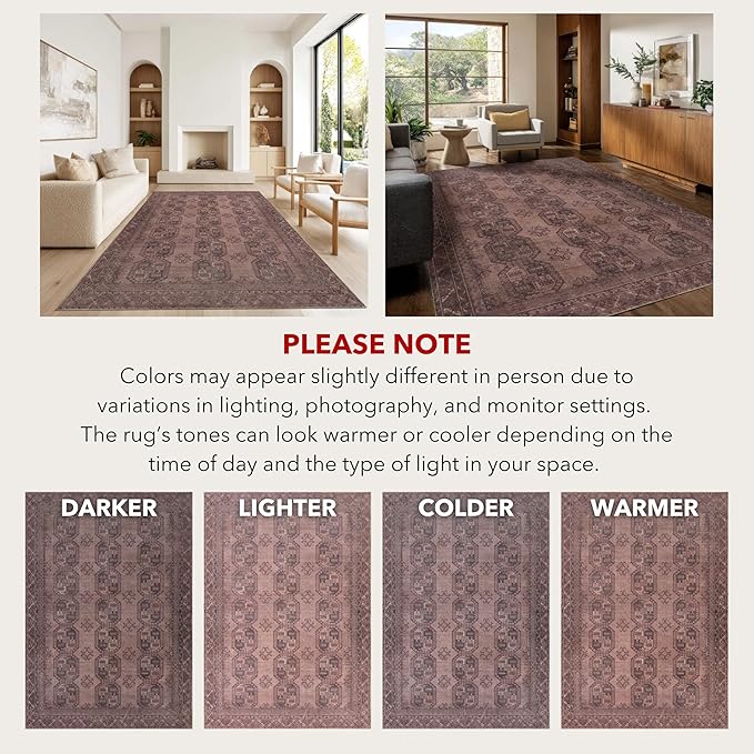 Kuden 2x3 Small Rug, Machine Washable, Non-Slip Backing, Vintage Style, Soft, Low Pile, Area Rugs for Entryway Kitchen Indoor Entrance
