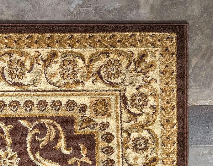 Unique Loom Versailles Collection Traditional Classic Medallion Floral Motif Area Rug (6' 0 x 9' 0 Rectangular, Brown/ Ivory)