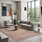 GLN Rugs Contemporary Collection - Machine Washable Area Rug, Contemporary Washable, Non Slip, Low Pile Chenille Rug, Living Room, Bedroom, Kitchen Rug (9' x 12' Terra/Brown)