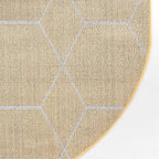 Unique Loom Trellis Frieze Collection Area Rug - Geometric (3' x 5' Oval, Yellow/ Ivory)