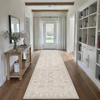 HUGEAR 2x8 Machine Washable Hallway Runner Rugs Vintage Grey - Neutral Non Slip Stain Resistant Low Pile Aesthetic Throw Carpet Kids & Pet Friendly for Bedroom Kitchen Entryway