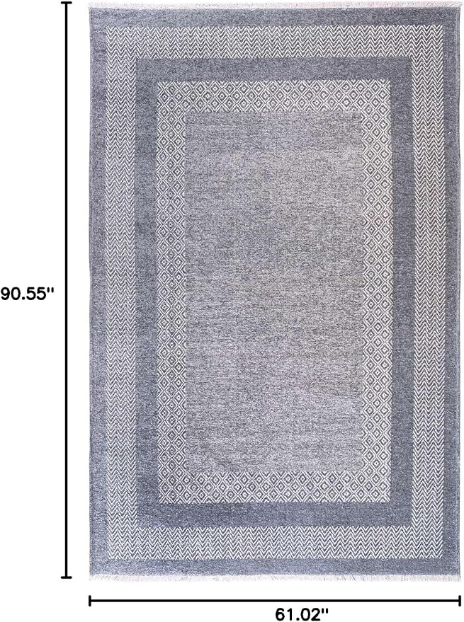 Alfa Rich 5x8 Light Blue Washable Area Rugs for Living Room Bedroom Kitchen Dining Cotton Decor Rug
