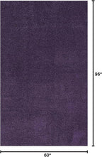 Eyely UES100N-5 Supersoft Haze Solid Low-Pile Indoor Area Rug Casual;Contemporary;Solid;Traditional, Bedroom, Kitchen, Living Room, Easy-Cleaning, Non-Shedding, 5 X 8, Purple