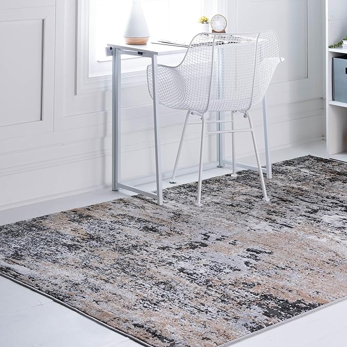 Rugs.com Leipzig Collection Rug – 3x5 Beige Low-Pile Rug Perfect for Entryways, Kitchens, Breakfast Nooks, Accent Pieces