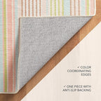 Dash and Albert Ana Ticking Machine Washable Area Rug - 6' x 9' Aqua Stripe Washable Accent Rug - Durable, High Traffic Area Kitchen, Hallway, Bedroom