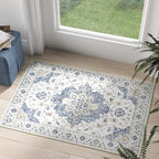 jinchan Area Rug 2x3 Vintage Entryway Rug Washable Boho Indoor Doormat Floral Medallion Small Door Mat Non Slip Retro Soft Thin Classic Carpet for Kitchen Bathroom Bedroom Blue