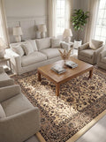Rugs.com Yasmin Collection Rug – 9' x 12' Ivory Medium Rug Perfect for Living Rooms, Large Dining Rooms, Open Floorplans