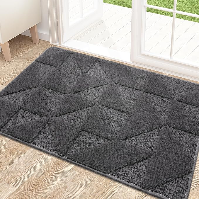 OLANLY Door Mats Indoor, Non-Slip, Absorbent, Dirt Resist, Entrance Washable Mat, Low-Profile Inside Entry Doormat for Entryway (36x24 inches, Dark Grey)