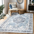 Area Rug 3×5, Vintage Boho Rug,Ultra-Soft Low Pile, Washable, Non Slip,Stain Resistant Printed Carpet for Living Room Bedrooms Playroom Office Kitchen, Light Blue