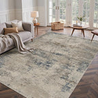 GENIMO Washable 5x7 Area Rugs for Living Room, Non Slip Modern Abstract Rug, Machine Washable Stain Resistant Low Pile Soft Carpet for Bedroom, Dining, Office, Grey Beige