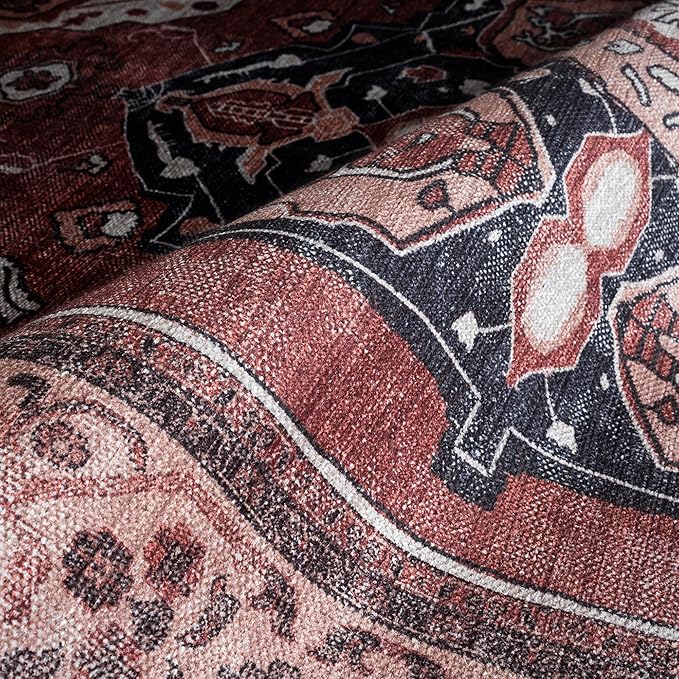 Fame Rugs Turkish Rug. Washable Vintage Oriental Antique Inspired Traditional Doormat Small Modern Area Rugs Luxury Entryway Entry Bedroom Bathroom Kitchen (404RR, 2' x 3')