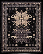 Unique Loom Taftan Collection Border Geometric Tribal Inspired Design Area Rug (8' 0 x 10' 0 Rectangular, Black/ Gray)