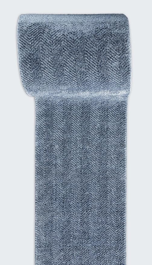 Well Woven Custom Size Hallway & Stair Runner- Harlow Pompeii Blue 31 Inches Wide x 4 Feet Long Runner (31" x 4') Runner Rug - Modern Chevron Pattern, Ultra-Soft, Easy-Clean